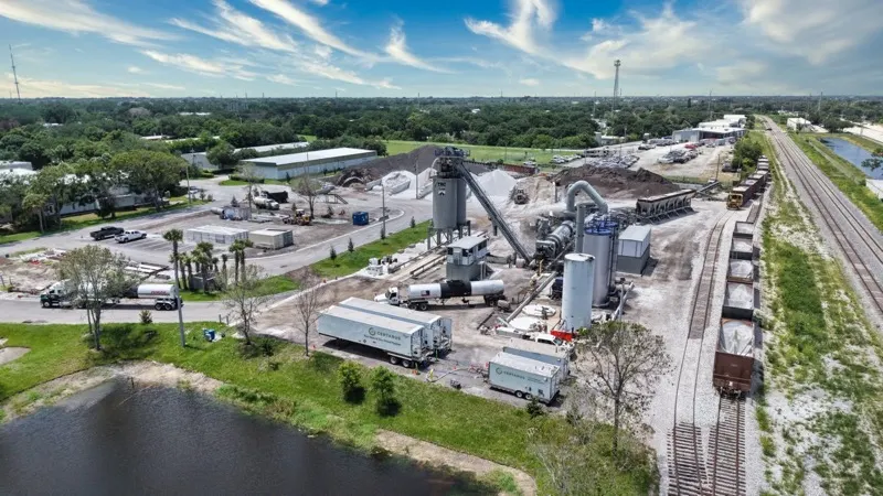 Aerial: plant & retention pond